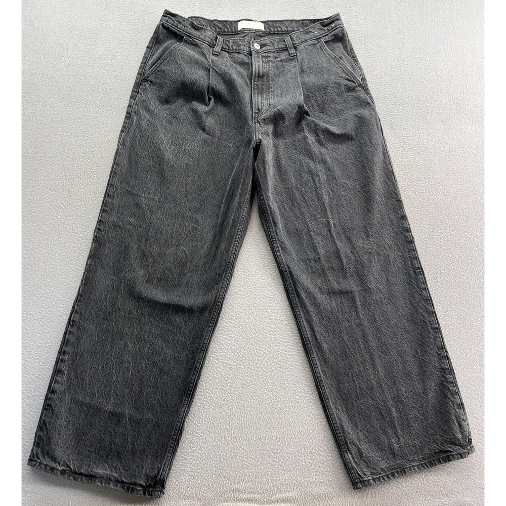 Abercrombie & Fitch Jeans Womens Sz 14 Black Gray The Loose High Rise Wide Leg